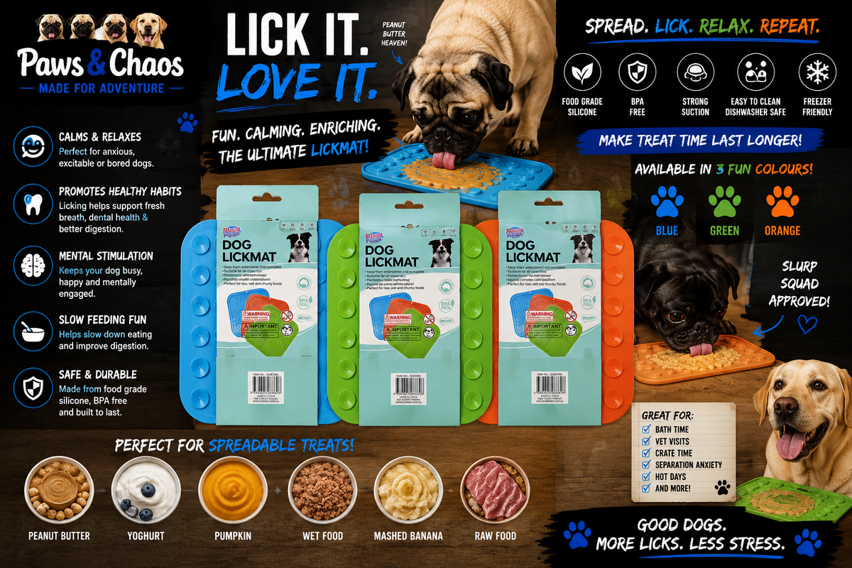 Paws & Chaos Dog Lick Mat – Suction Enrichment & Slow Feeder