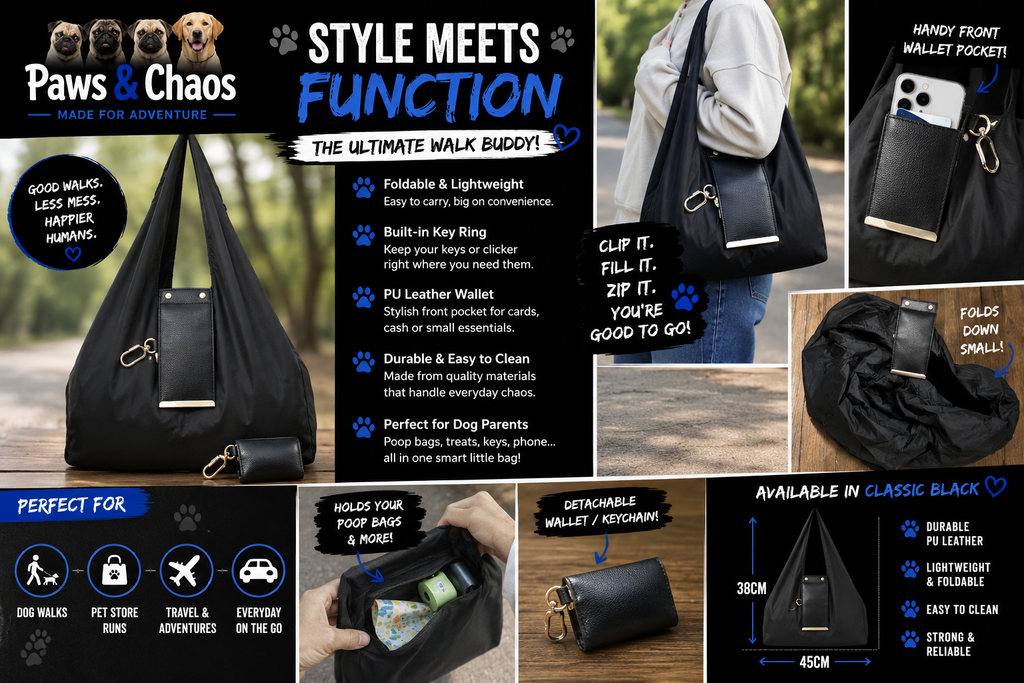 Paws & Chaos Foldable Adventure Tote Bag – Lightweight Pet Travel & Everyday Carry Bag