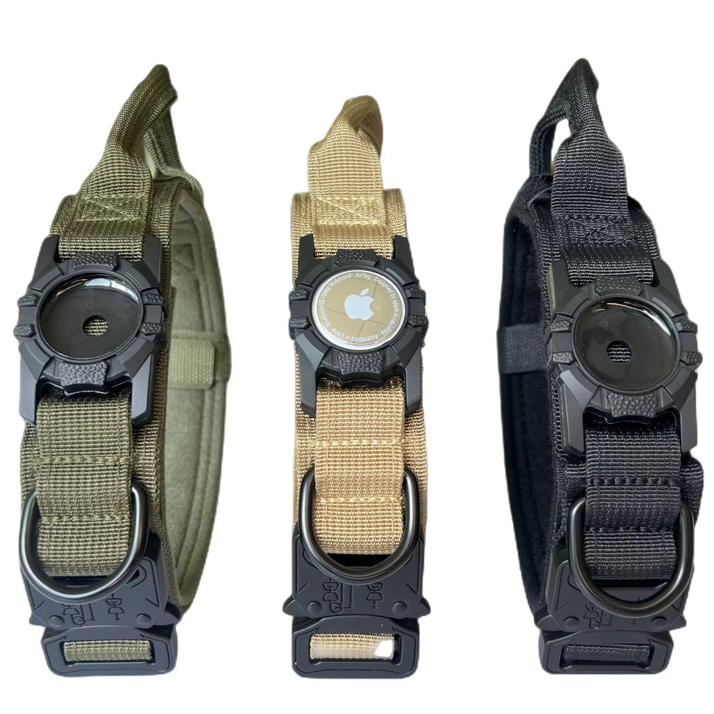 Paws & Chaos Heavy-Duty Tactical Dog Collar with AirTag Holder